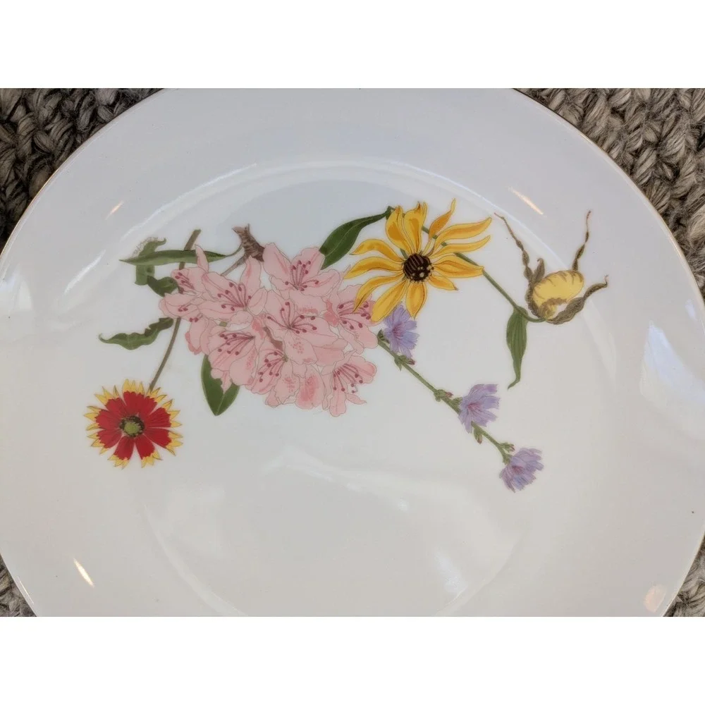 Vintage Set of 4‎ Otagiri American Wildflowers New England Salad Plates 8.25